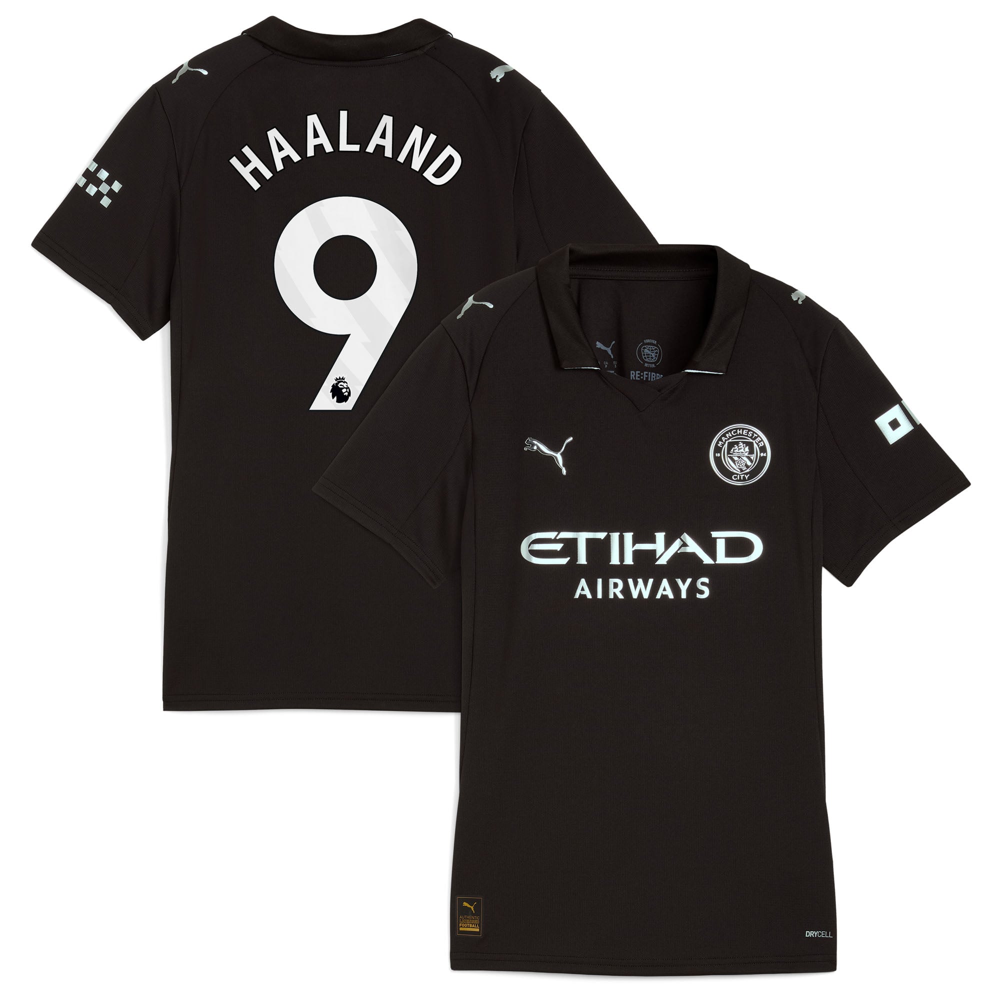 Manchester City PUMA Away Shirt 2025-26 - Womens with Haaland 9 printing