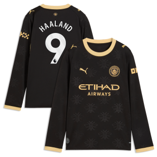Manchester City Puma Away Shirt 2026-27 - Long Sleeve - Kids with Haaland 9 printing